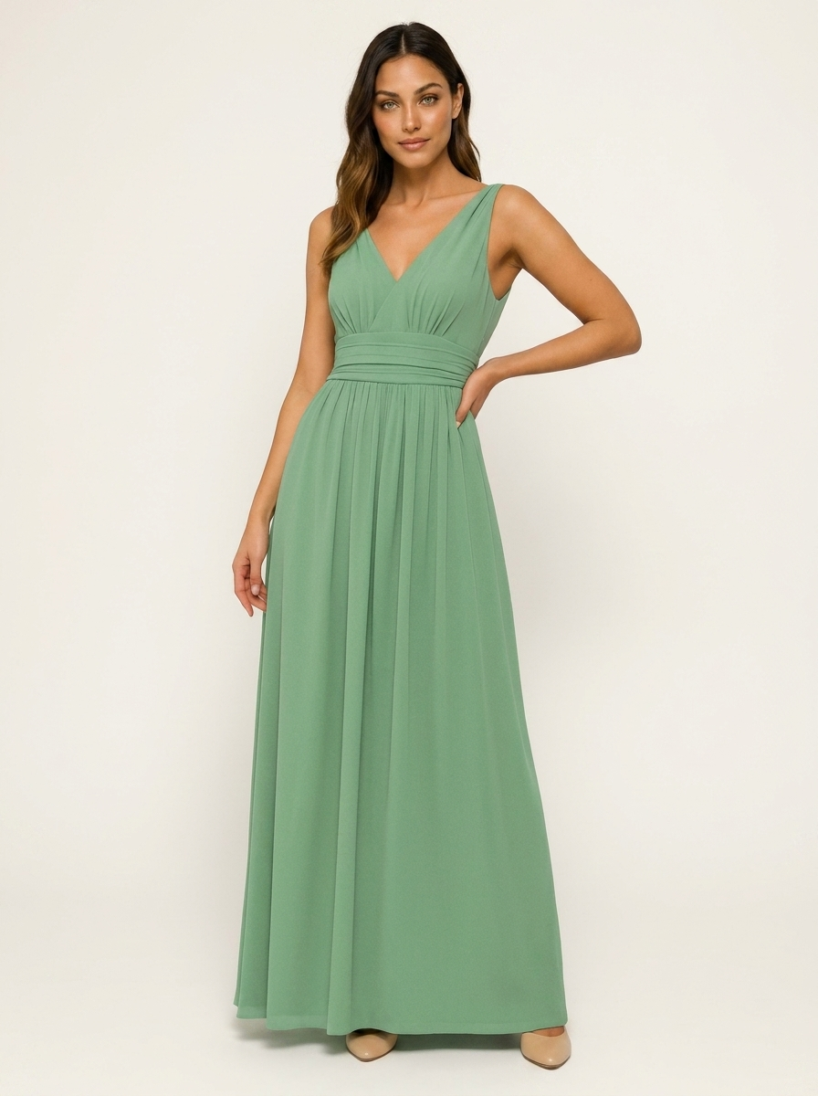 Elegant maxi dress with a V-neck - Elena