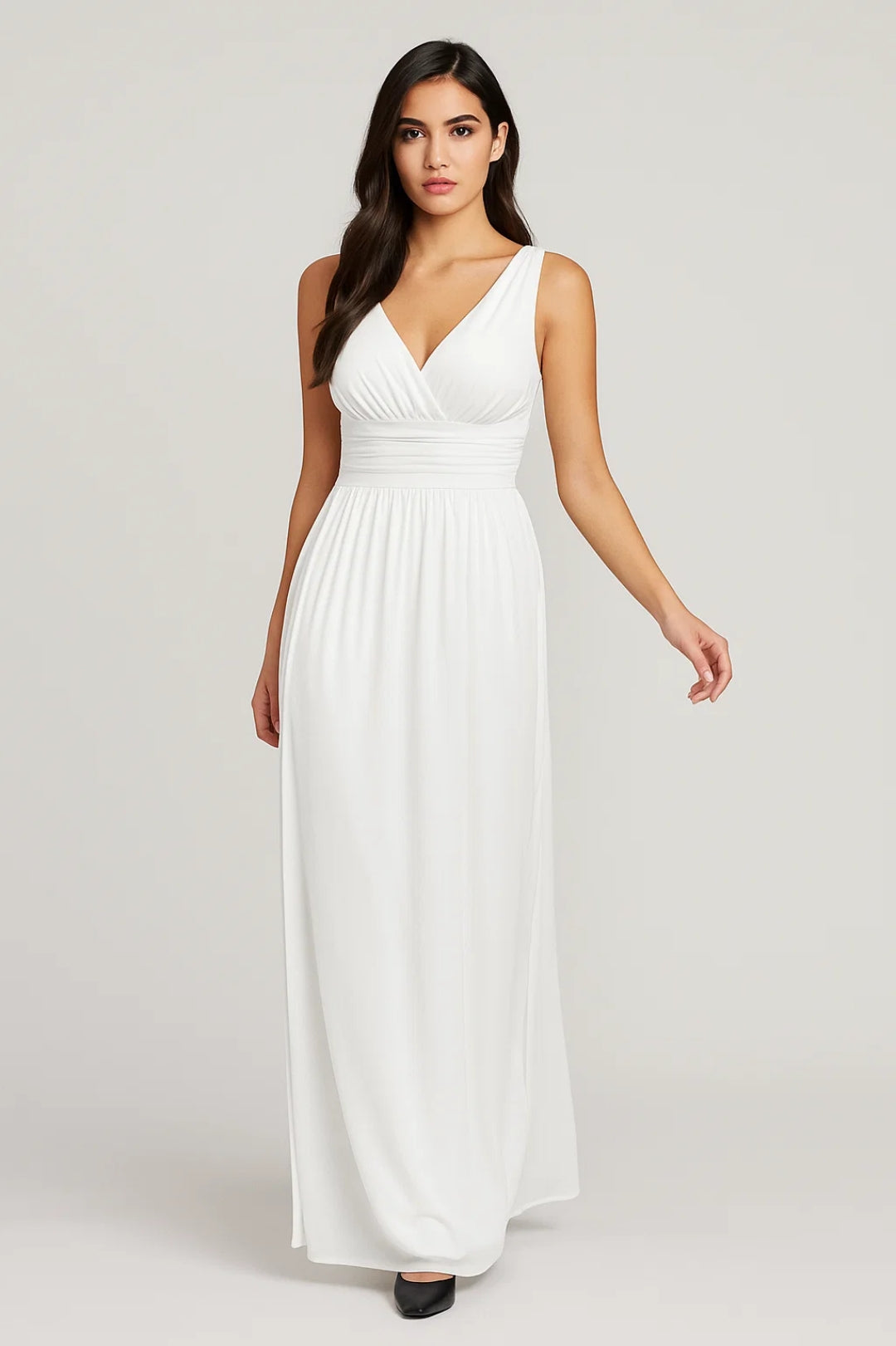 Elegant maxi dress with a V-neck - Elena