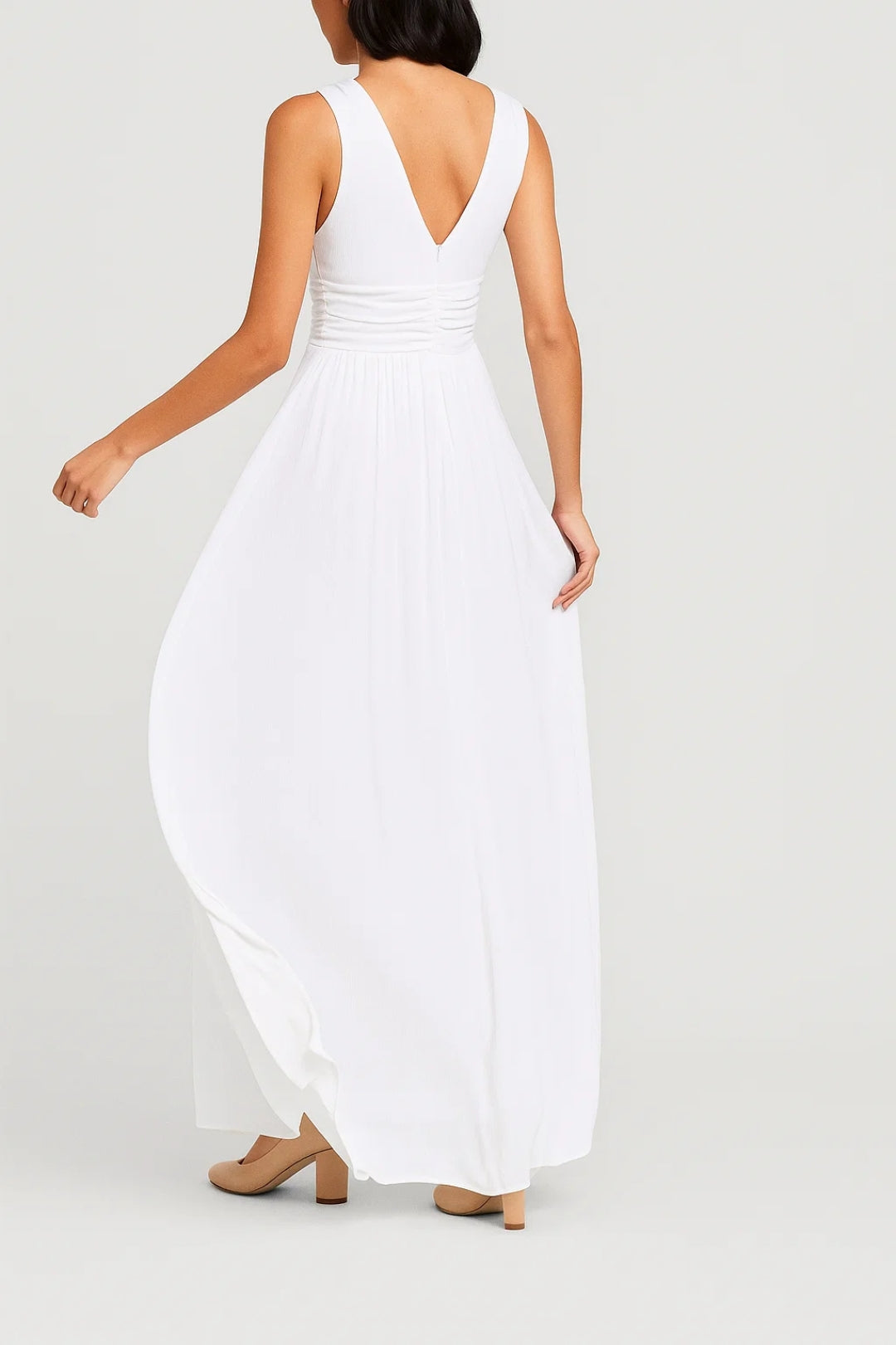 Elegant maxi dress with a V-neck - Elena