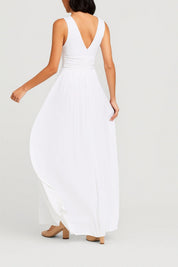 Elegant maxi dress with a V-neck - Elena