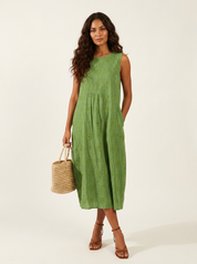 Embroidered Coastal Midi Dress - Elara