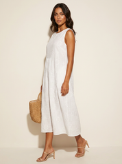 Embroidered Coastal Midi Dress - Elara
