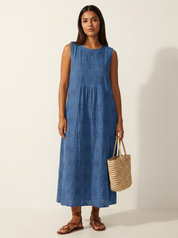 Embroidered Coastal Midi Dress - Elara
