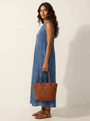 Embroidered Coastal Midi Dress - Elara
