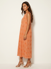 Embroidered Coastal Midi Dress - Elara