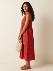 Embroidered Coastal Midi Dress - Elara