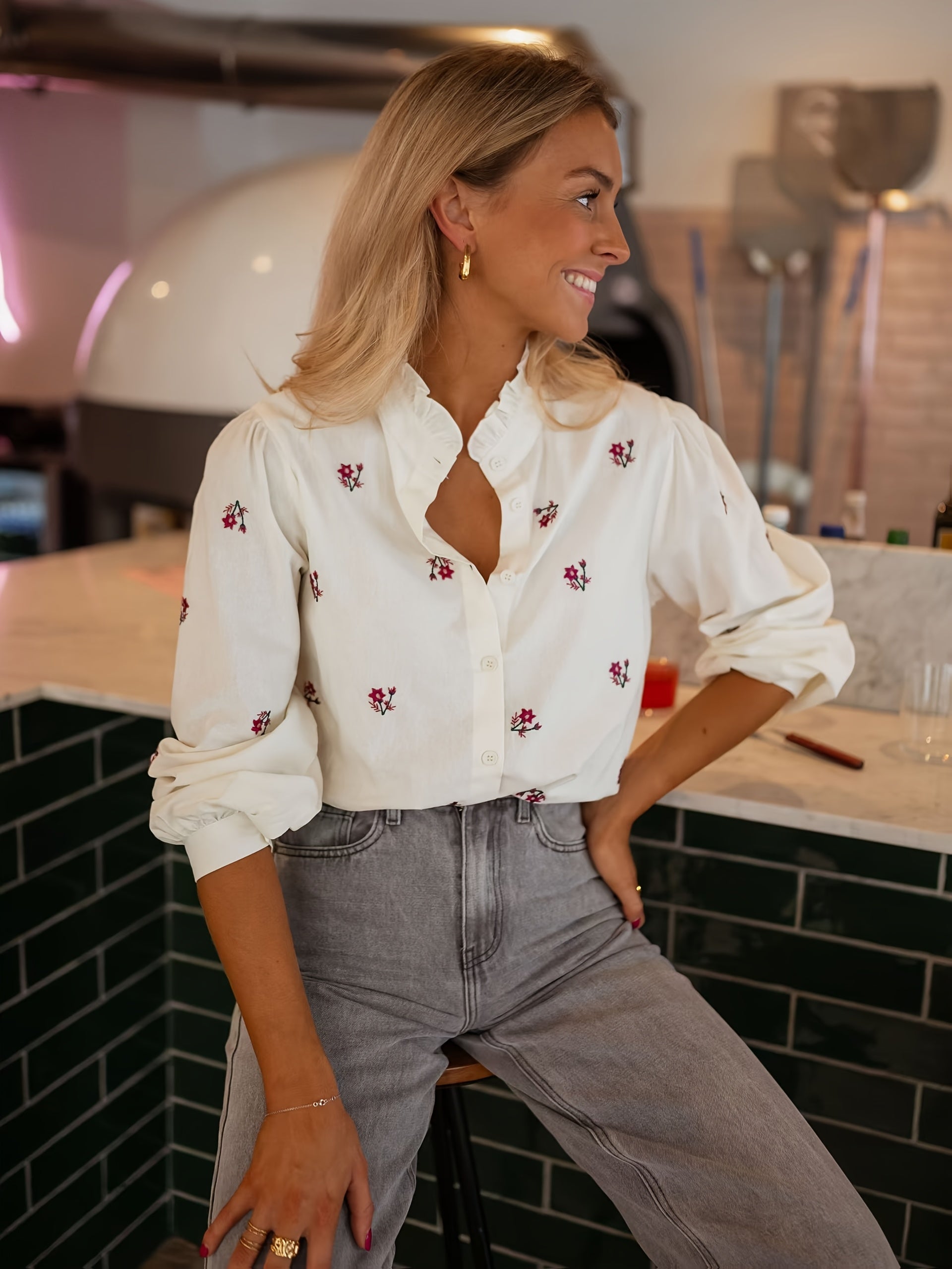 Embroidered Floral Blouse - Sophie