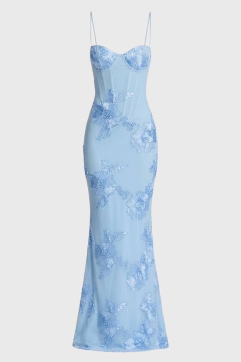 Embroidered bustier maxi dress - Aurora