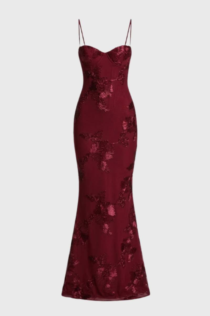 Embroidered bustier maxi dress - Aurora