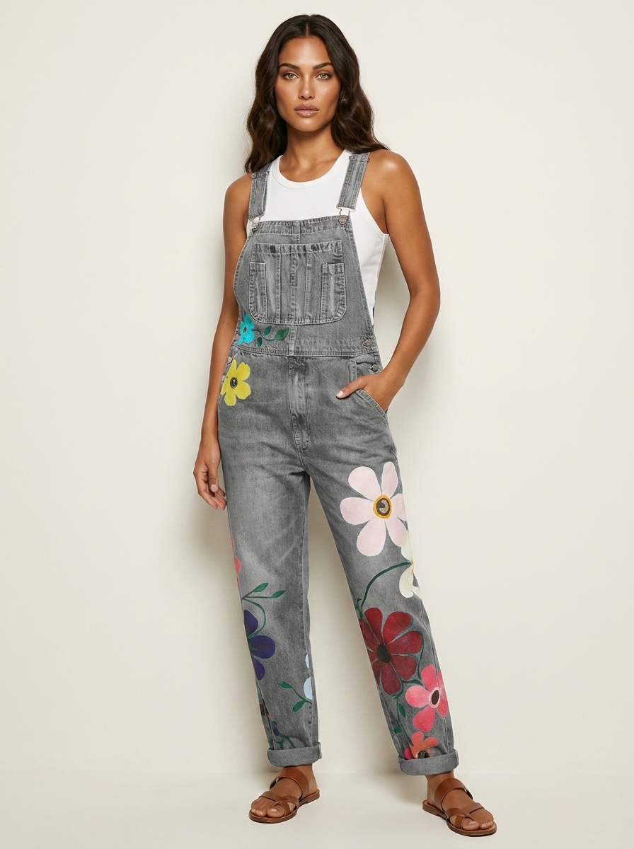 Floral Dungaree Jumpsuit - Rosie