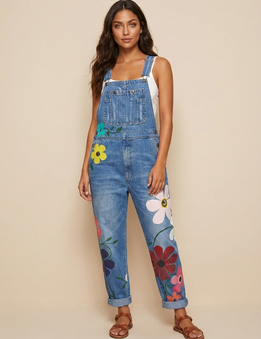 Floral Dungaree Jumpsuit - Rosie