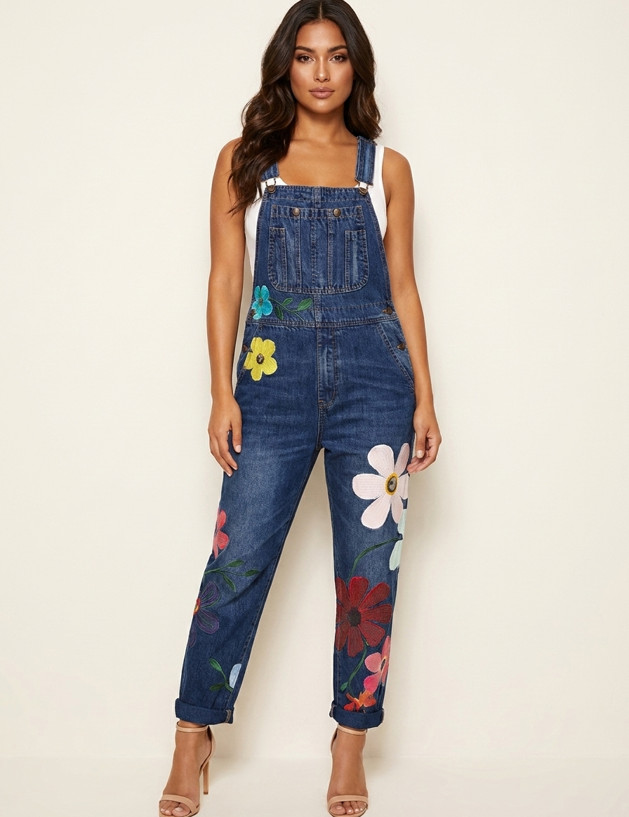 Floral Dungaree Jumpsuit - Rosie