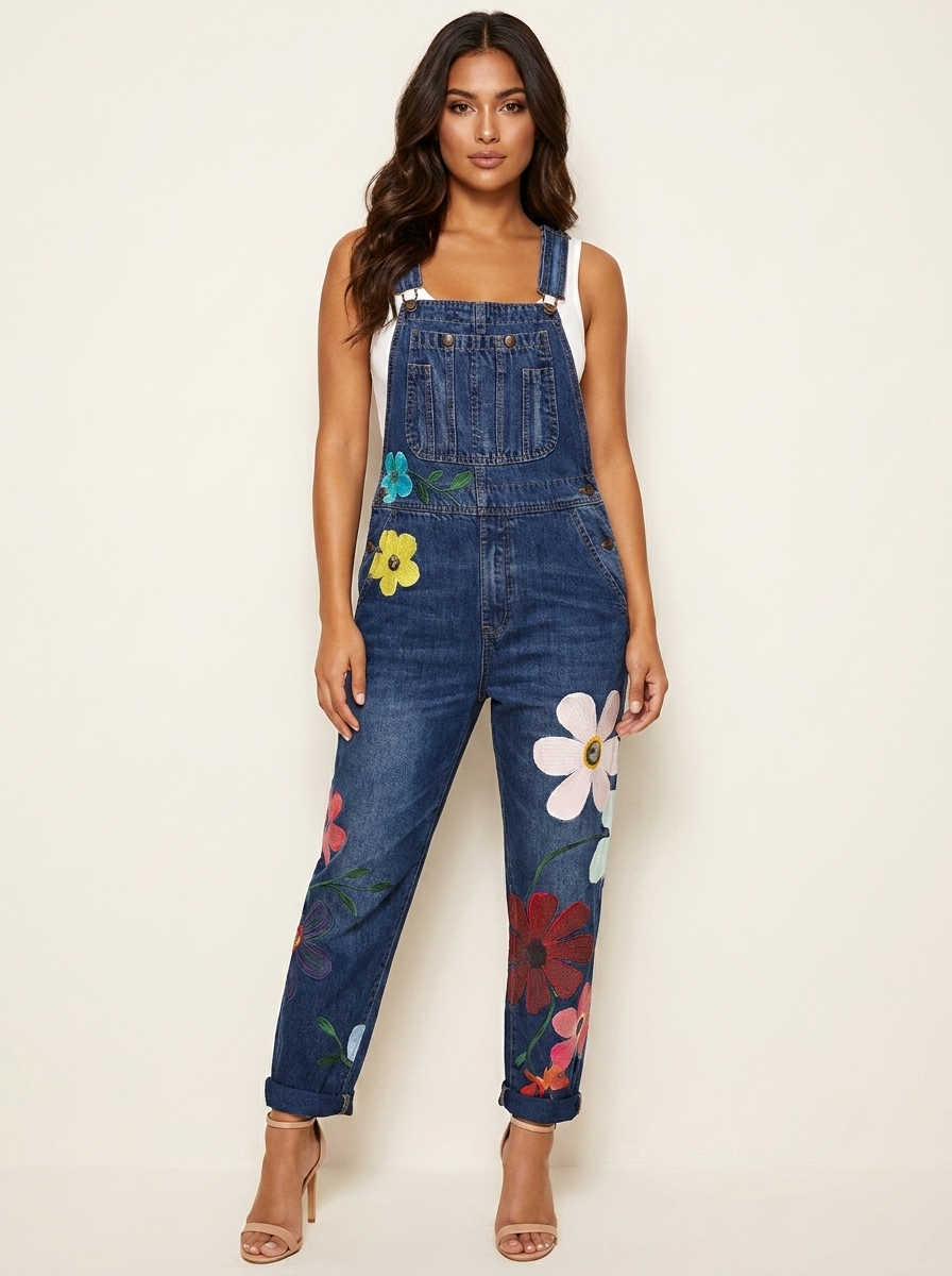 Floral Dungaree Jumpsuit - Rosie