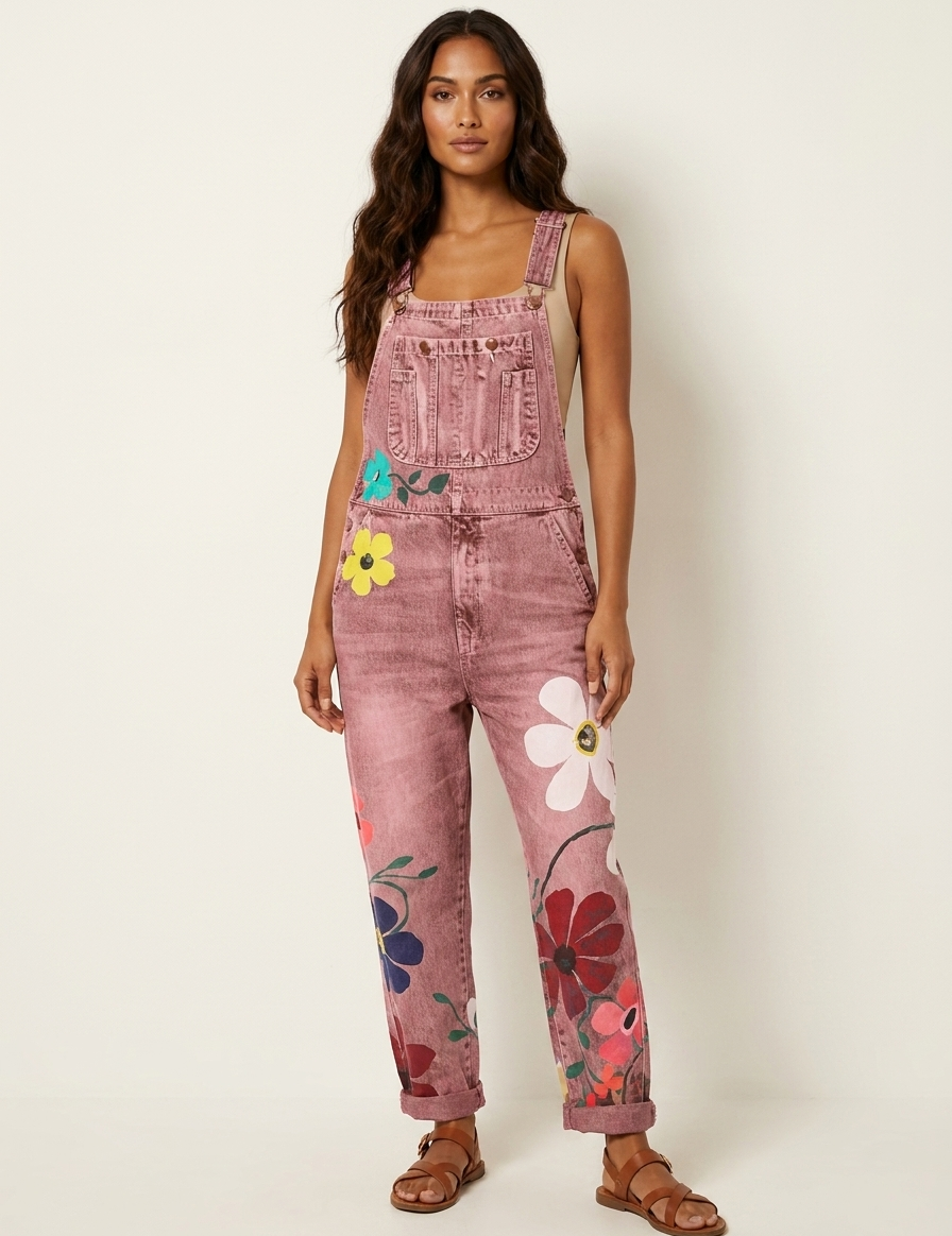 Floral Dungaree Jumpsuit - Rosie