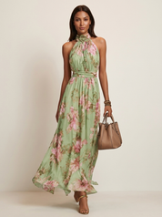 Floral Halter Maxi Dress - Isabella