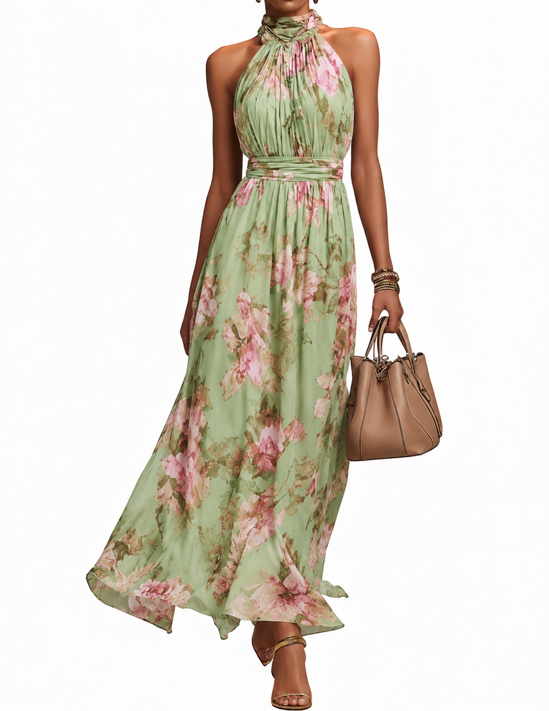 Floral Halter Maxi Dress - Isabella