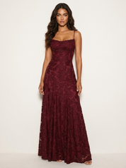 Floral Lace Maxi Evening Dress - Valentina