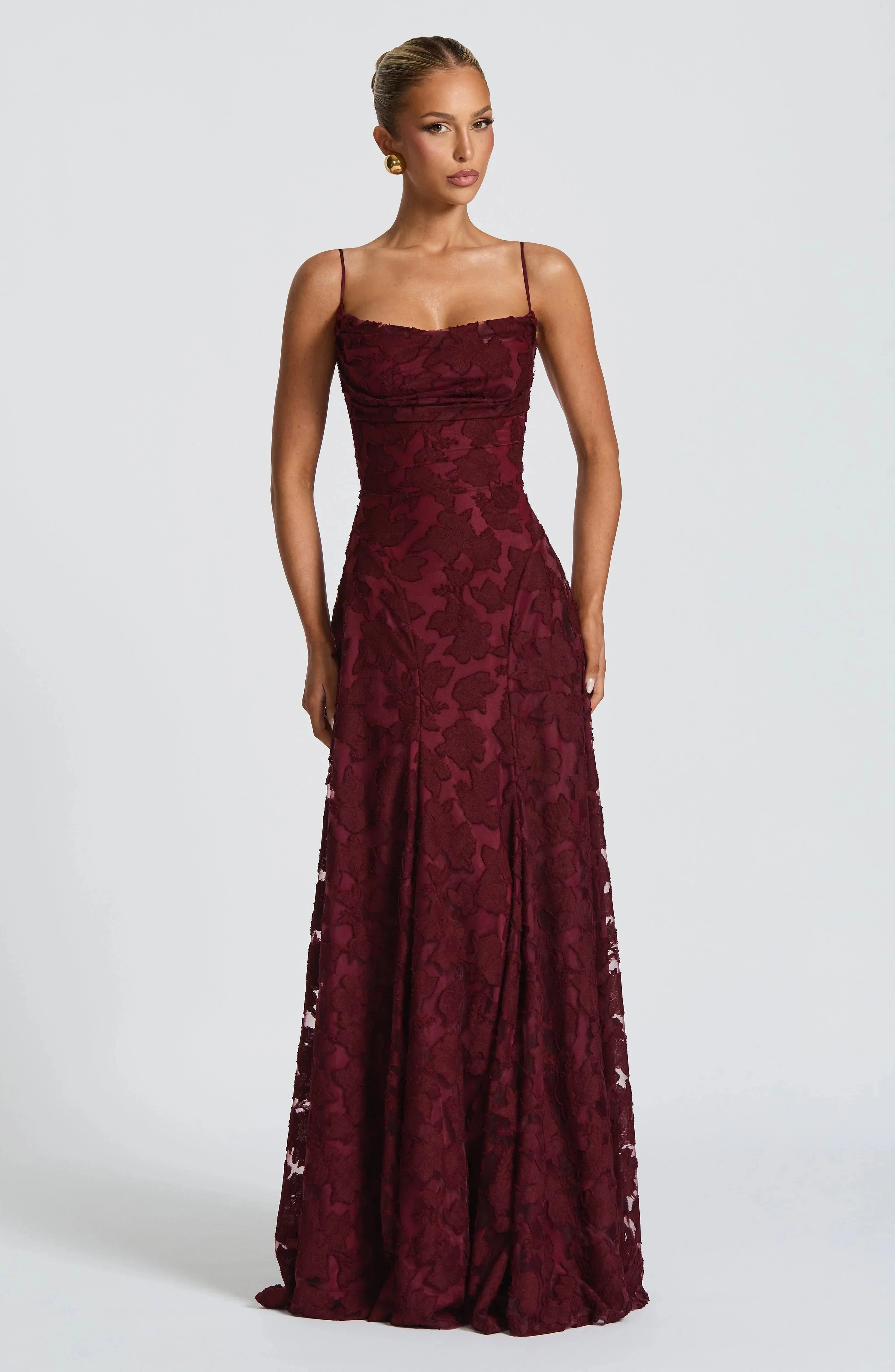 Floral Lace Maxi Evening Dress - Valentina