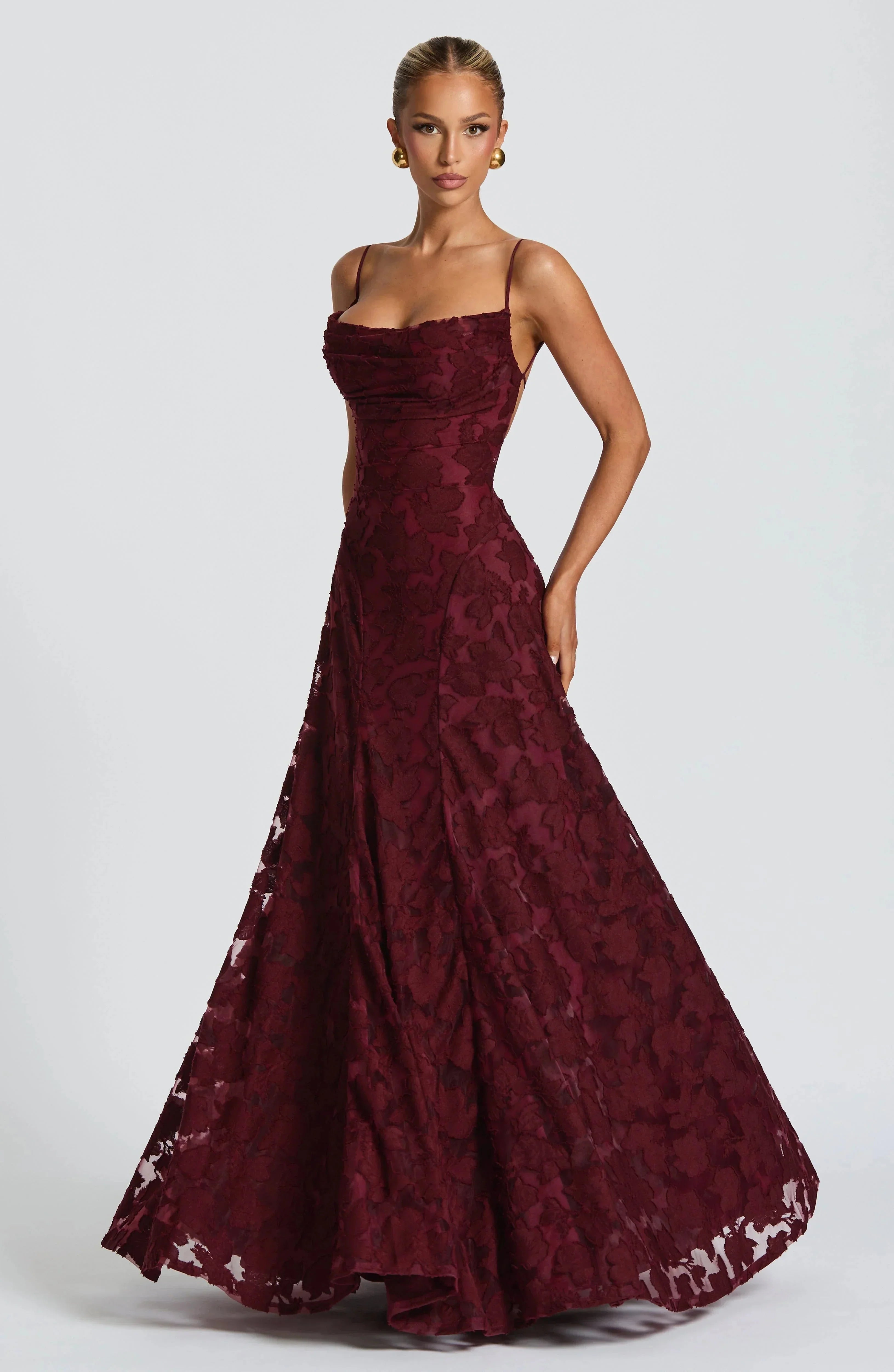 Floral Lace Maxi Evening Dress - Valentina