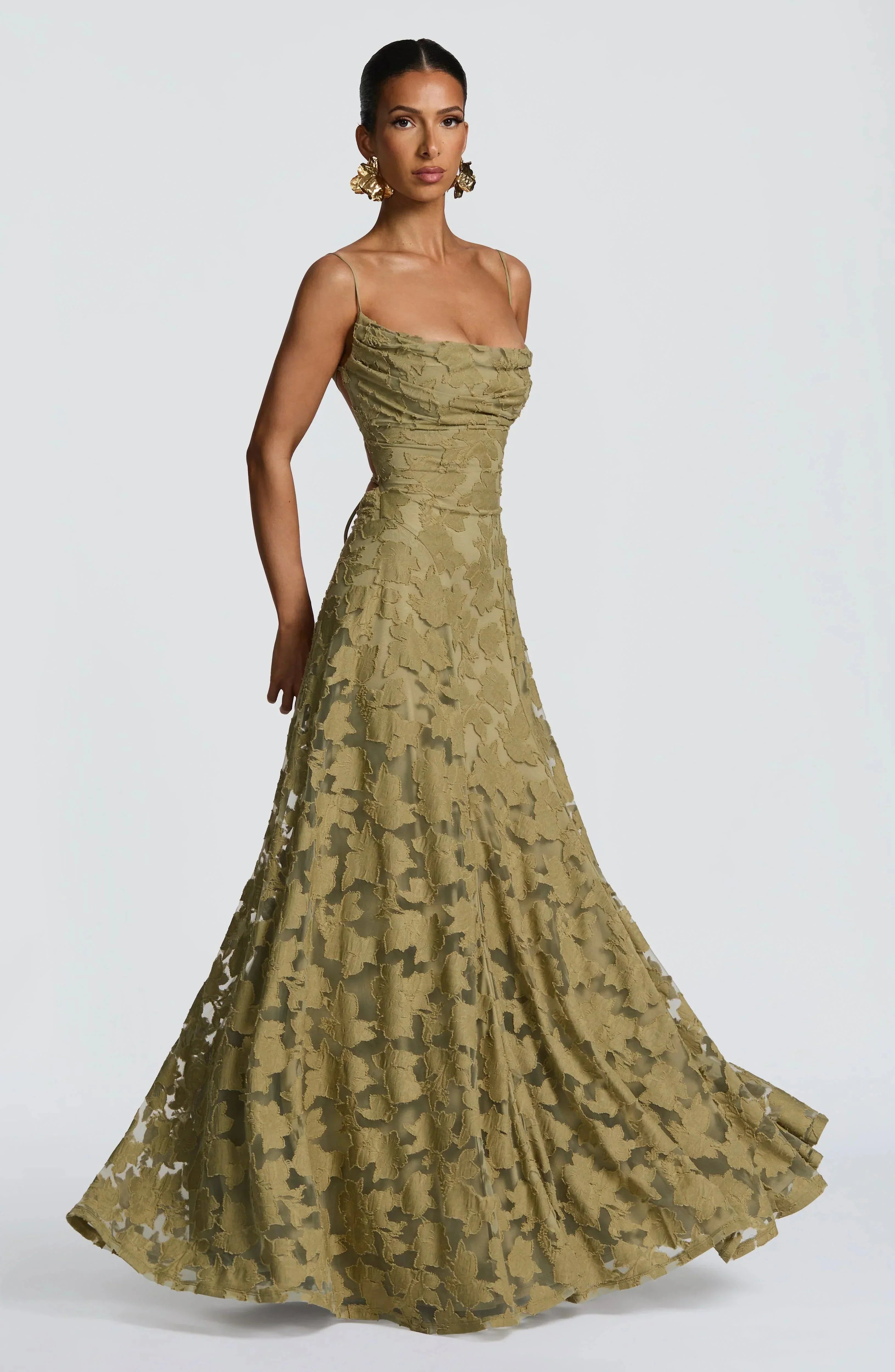 Floral Lace Maxi Evening Dress - Valentina