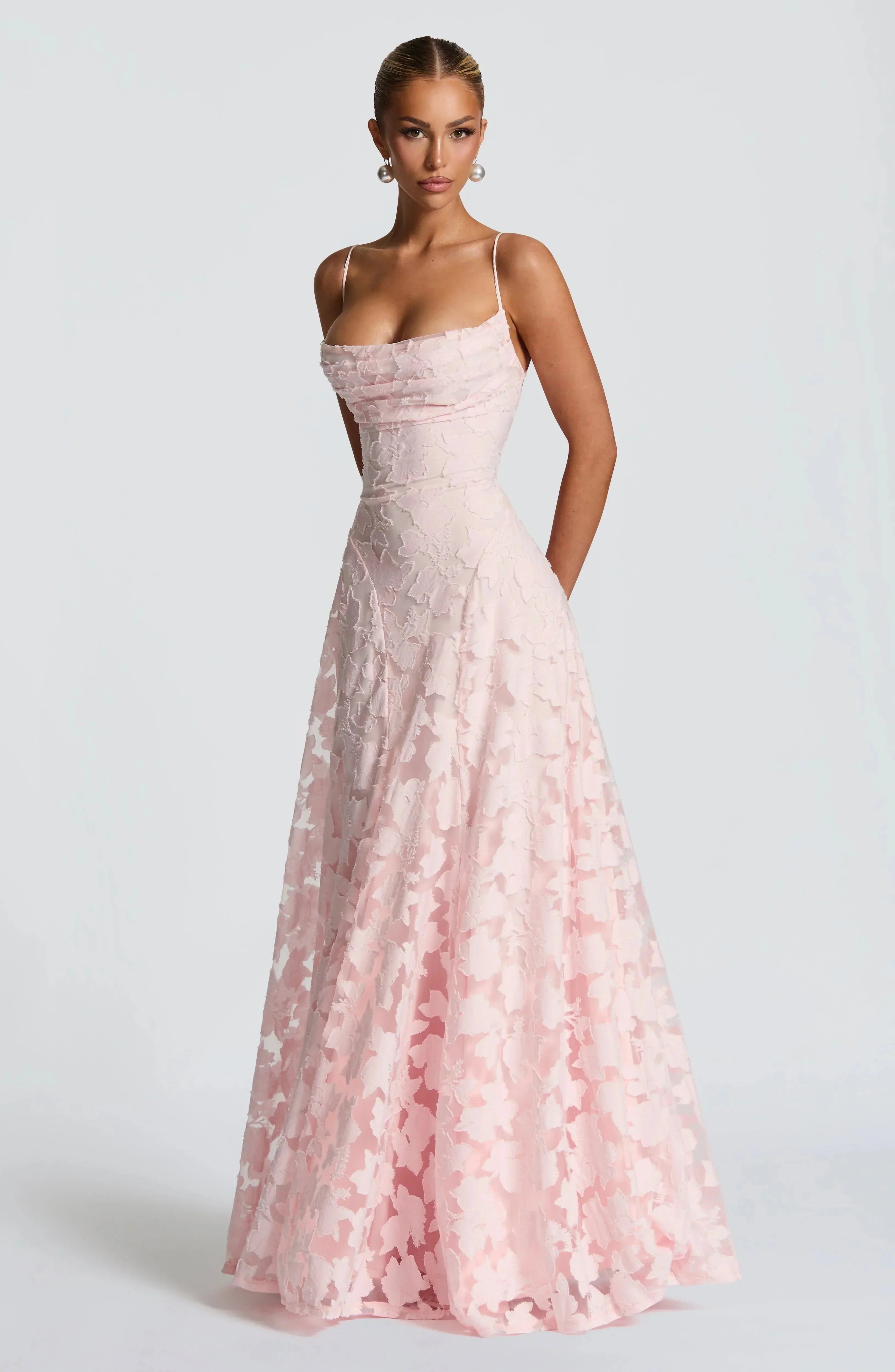 Floral Lace Maxi Evening Dress - Valentina