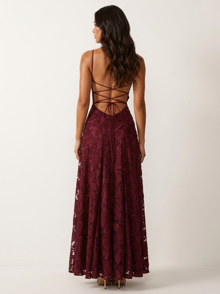 Floral Lace Maxi Evening Dress - Valentina