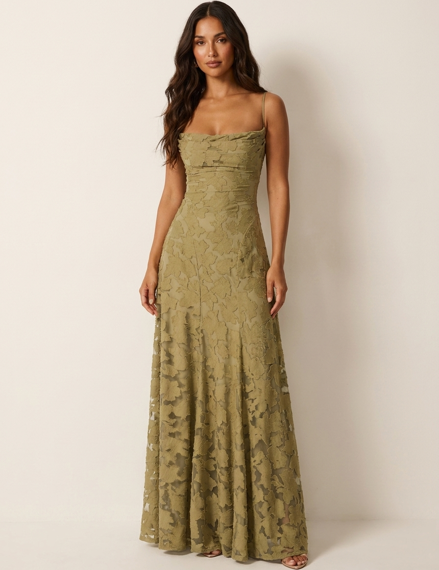 Floral Lace Maxi Evening Dress - Valentina