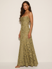 Floral Lace Maxi Evening Dress - Valentina