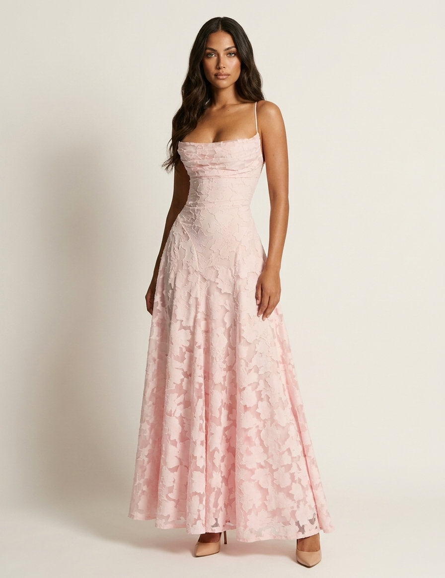 Floral Lace Maxi Evening Dress - Valentina