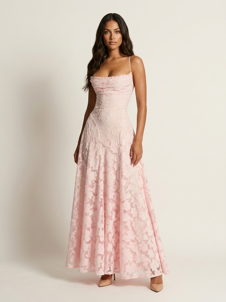Floral Lace Maxi Evening Dress - Valentina