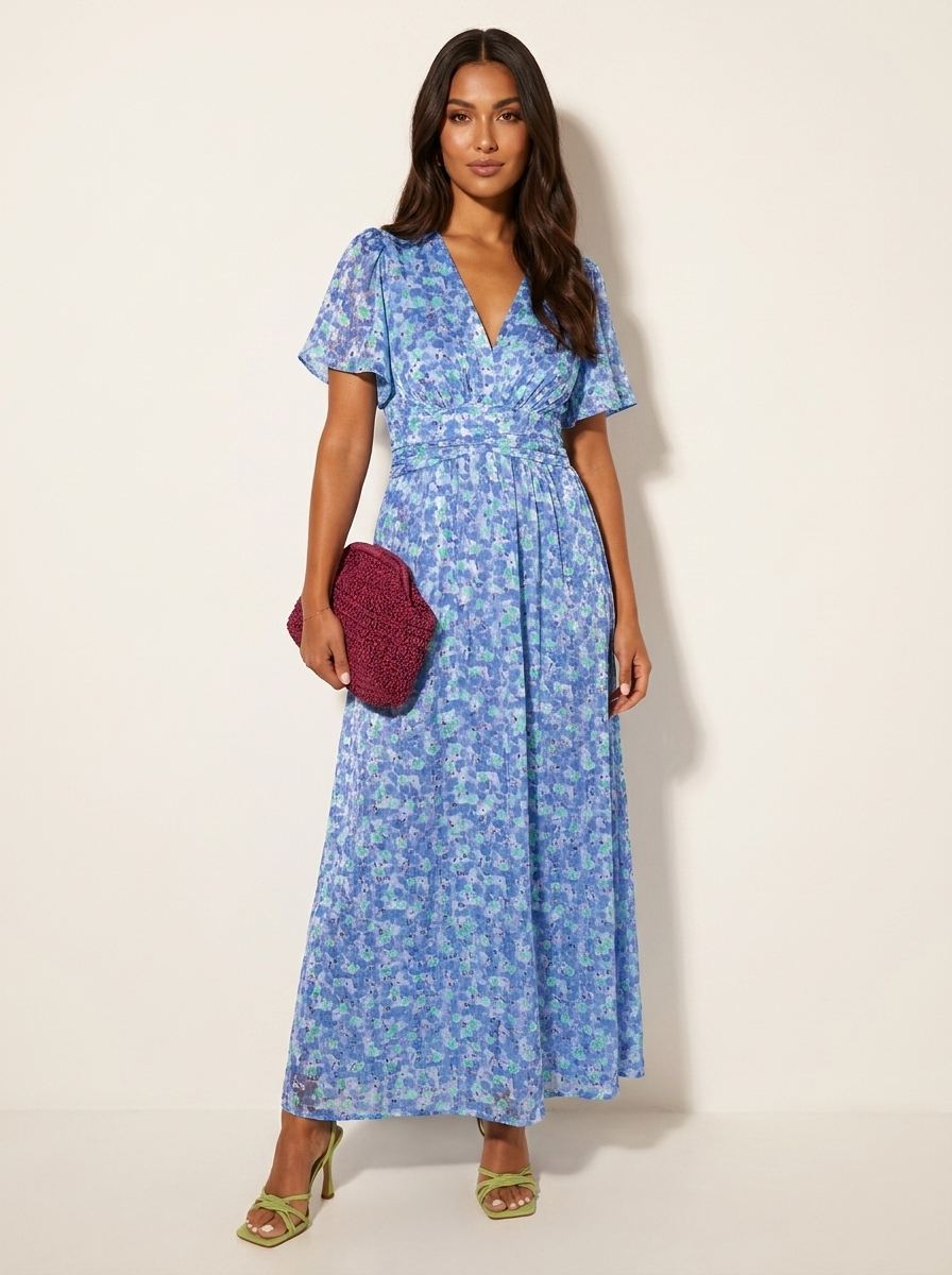 Floral Pleated Maxi Dress - Amélie