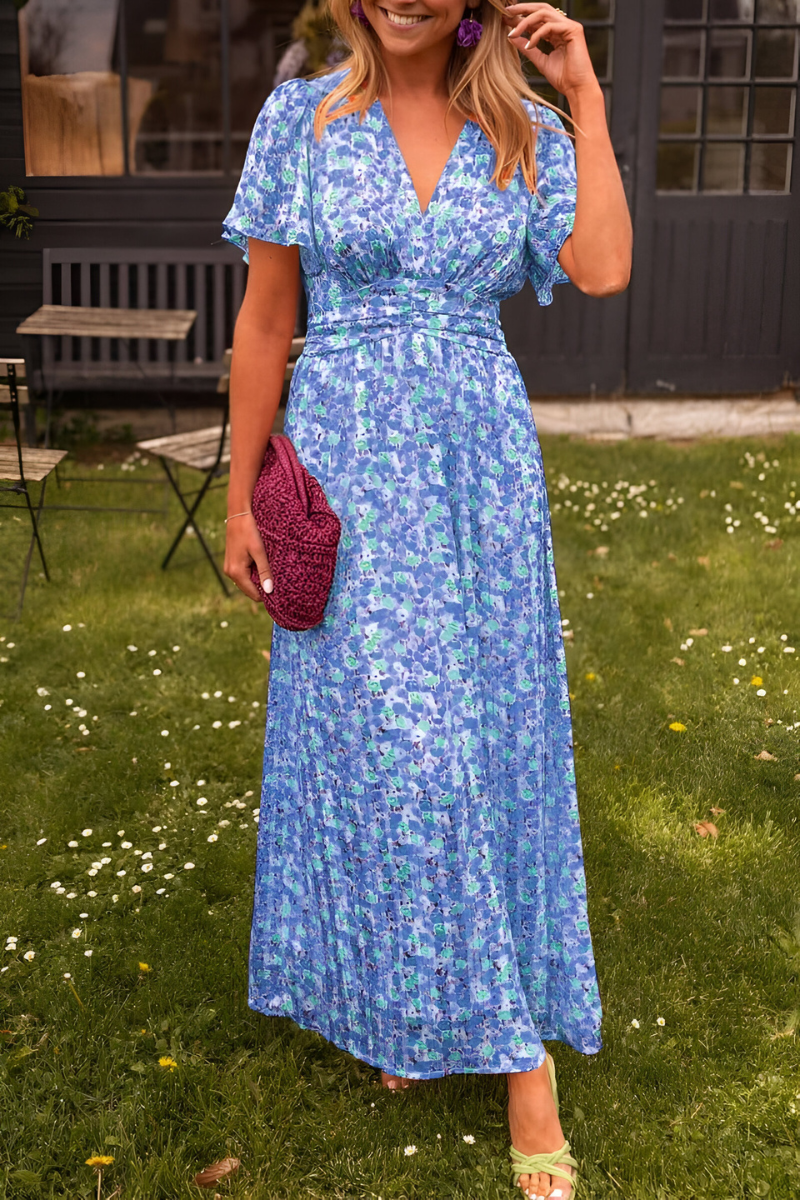 Floral Pleated Maxi Dress - Amélie