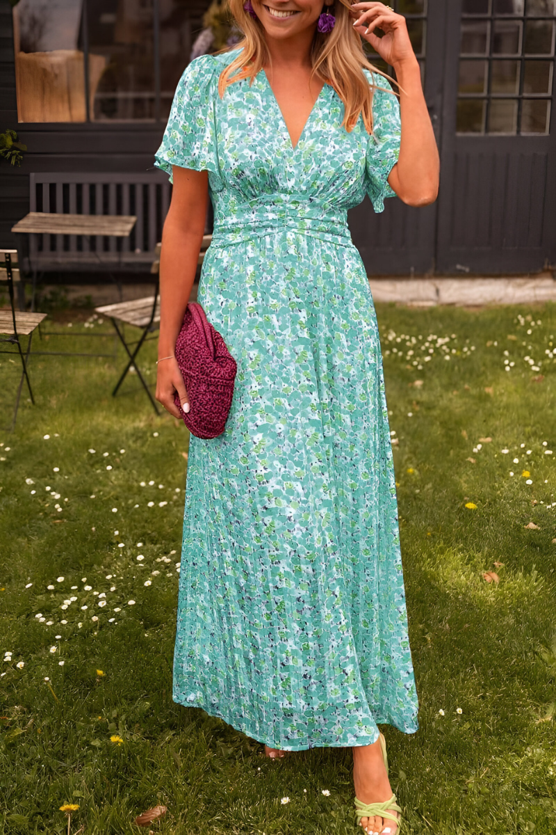 Floral Pleated Maxi Dress - Amélie
