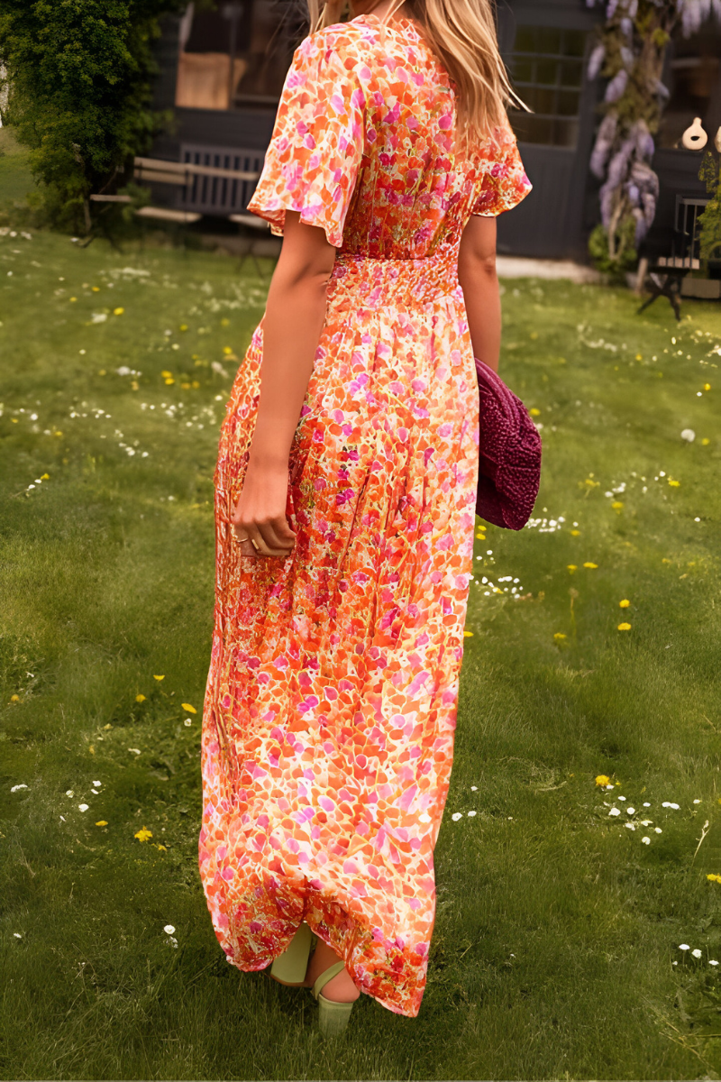 Floral Pleated Maxi Dress - Amélie