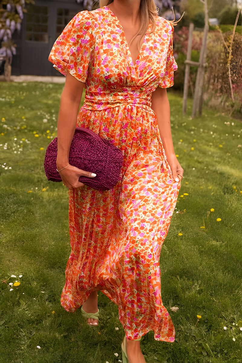 Floral Pleated Maxi Dress - Amélie