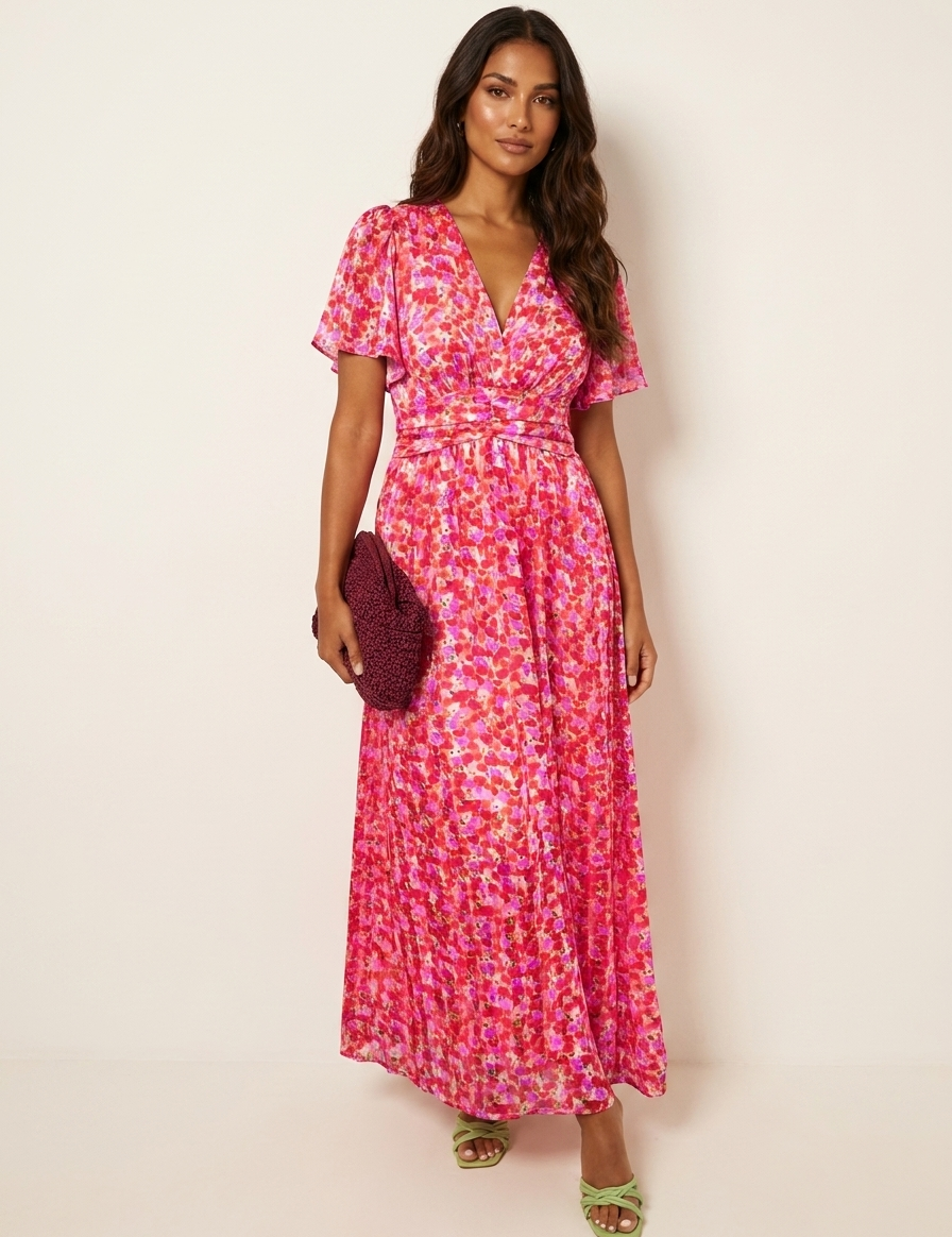 Floral Pleated Maxi Dress - Amélie