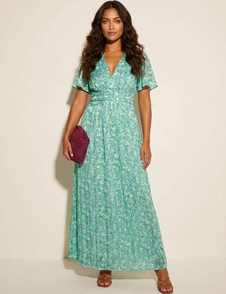 Floral Pleated Maxi Dress - Amélie