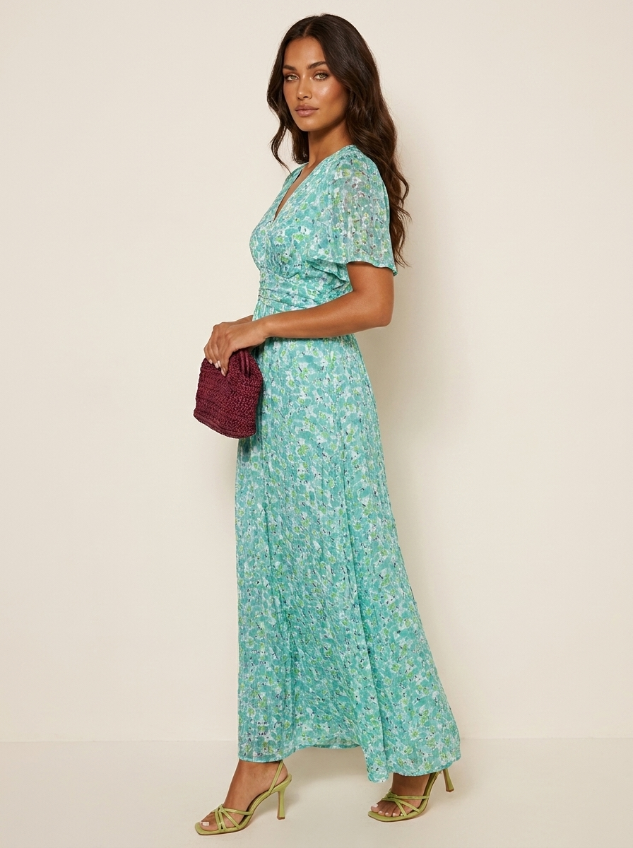 Floral Pleated Maxi Dress - Amélie