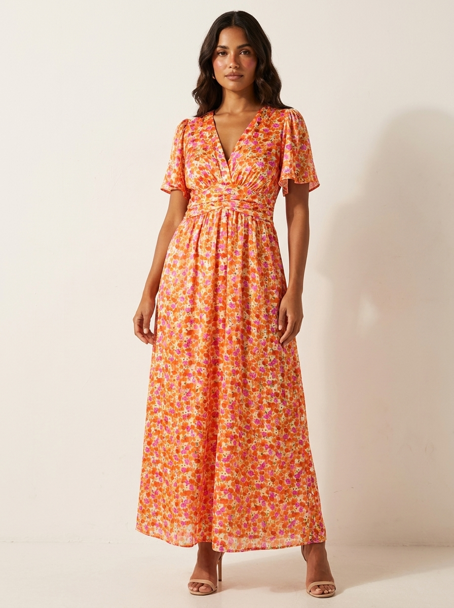 Floral Pleated Maxi Dress - Amélie