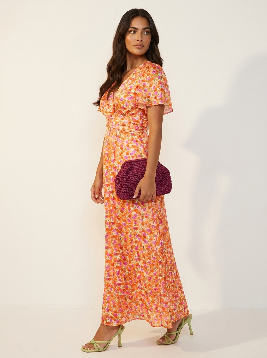 Floral Pleated Maxi Dress - Amélie
