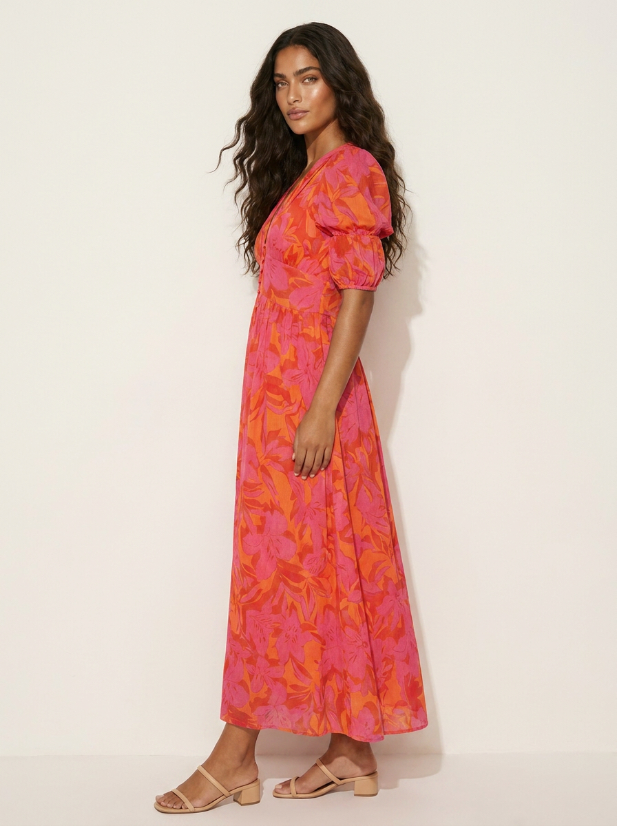 Floral Puff Sleeve Maxi Dress - Isla