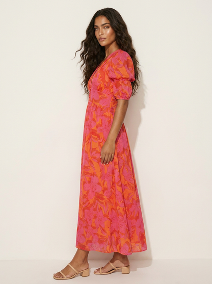 Floral Puff Sleeve Maxi Dress - Isla