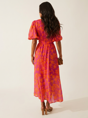 Floral Puff Sleeve Midi Dress - Juliette