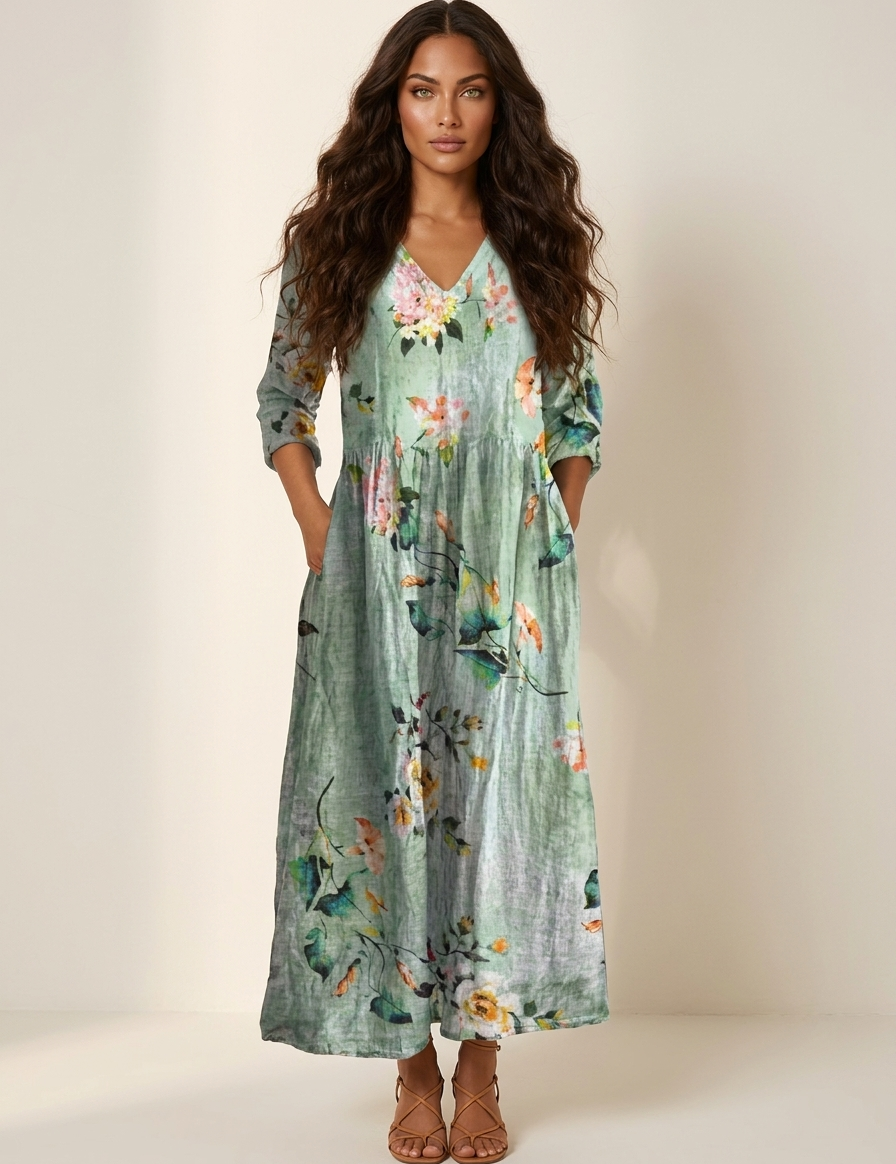 Floral V-Neck Maxi Dress - Rosalie