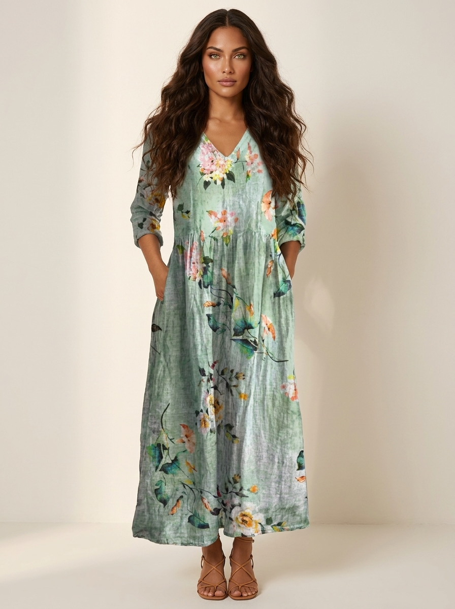 Floral V-Neck Maxi Dress - Rosalie