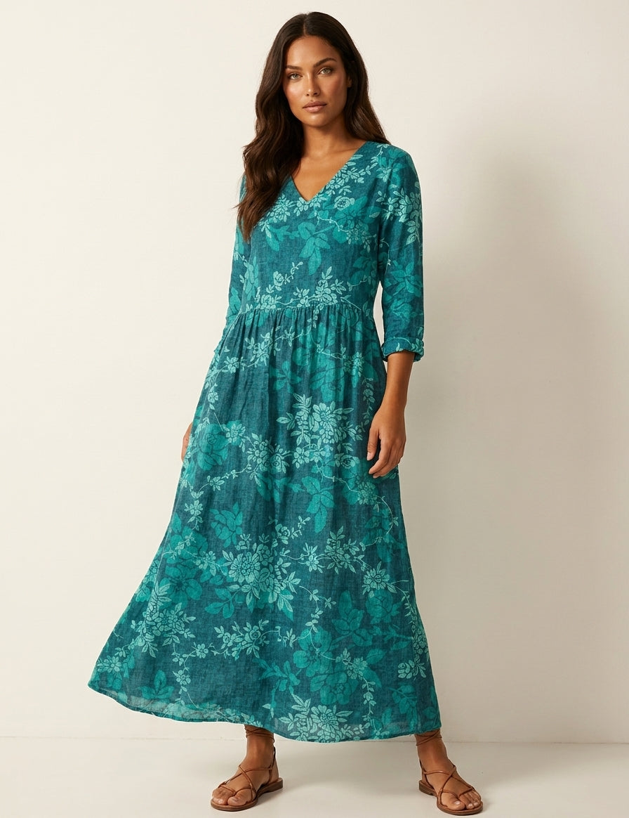 Floral V-Neck Maxi Dress - Rosalie