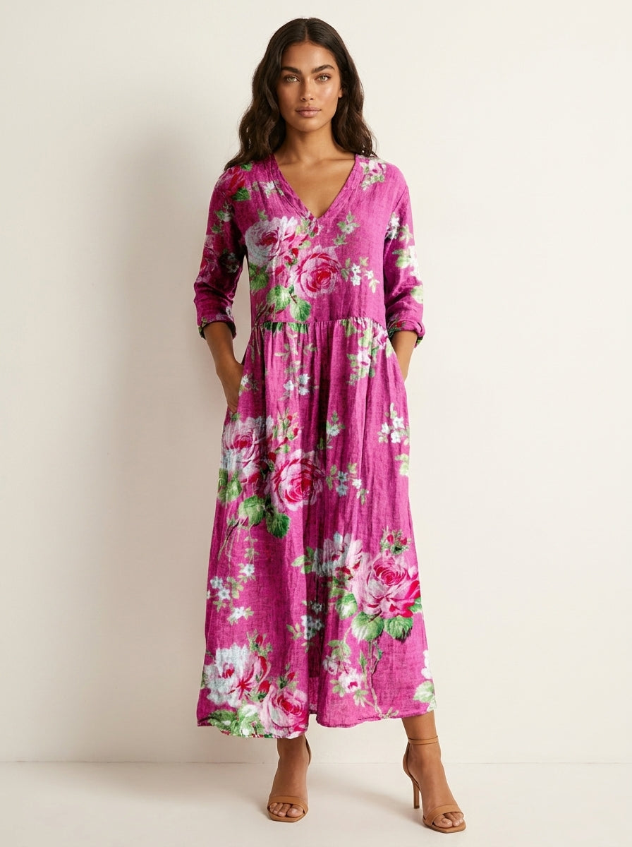Floral V-Neck Maxi Dress - Rosalie