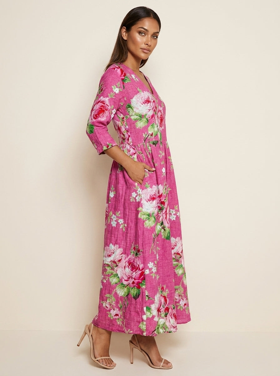 Floral V-Neck Maxi Dress - Rosalie