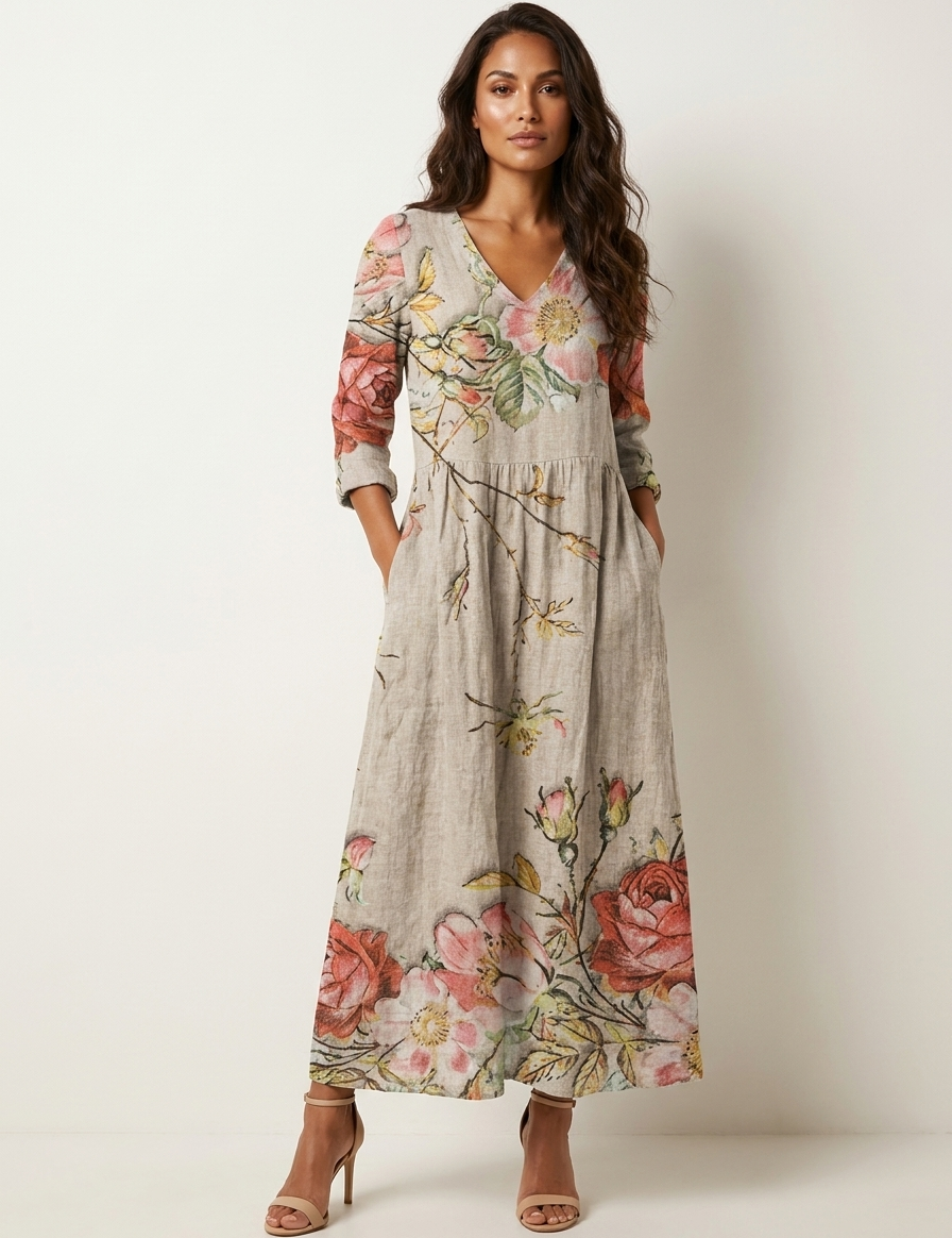 Floral V-Neck Maxi Dress - Rosalie