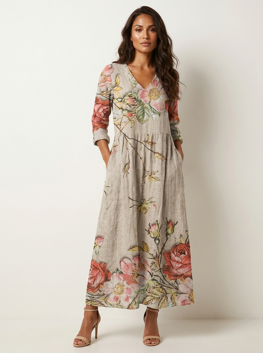 Floral V-Neck Maxi Dress - Rosalie